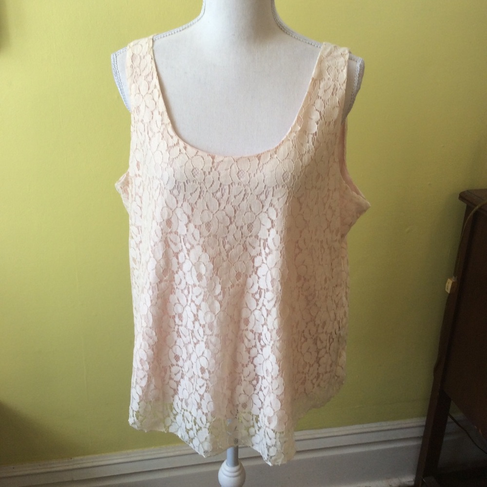 Cynthia Rowley Pink with Cream Lace Top size XL